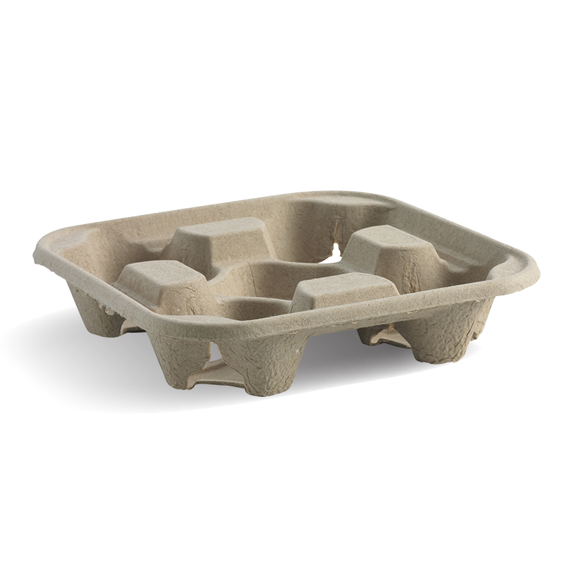 BioPak 4 Cup Carry Tray - Made from Recycled Paper Pulp