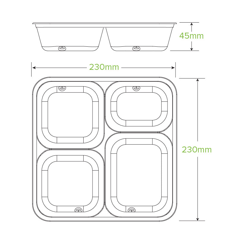 BioPak 4-compartment Large Sugarcane Fibre Takeaway Base – Paper Lane ...